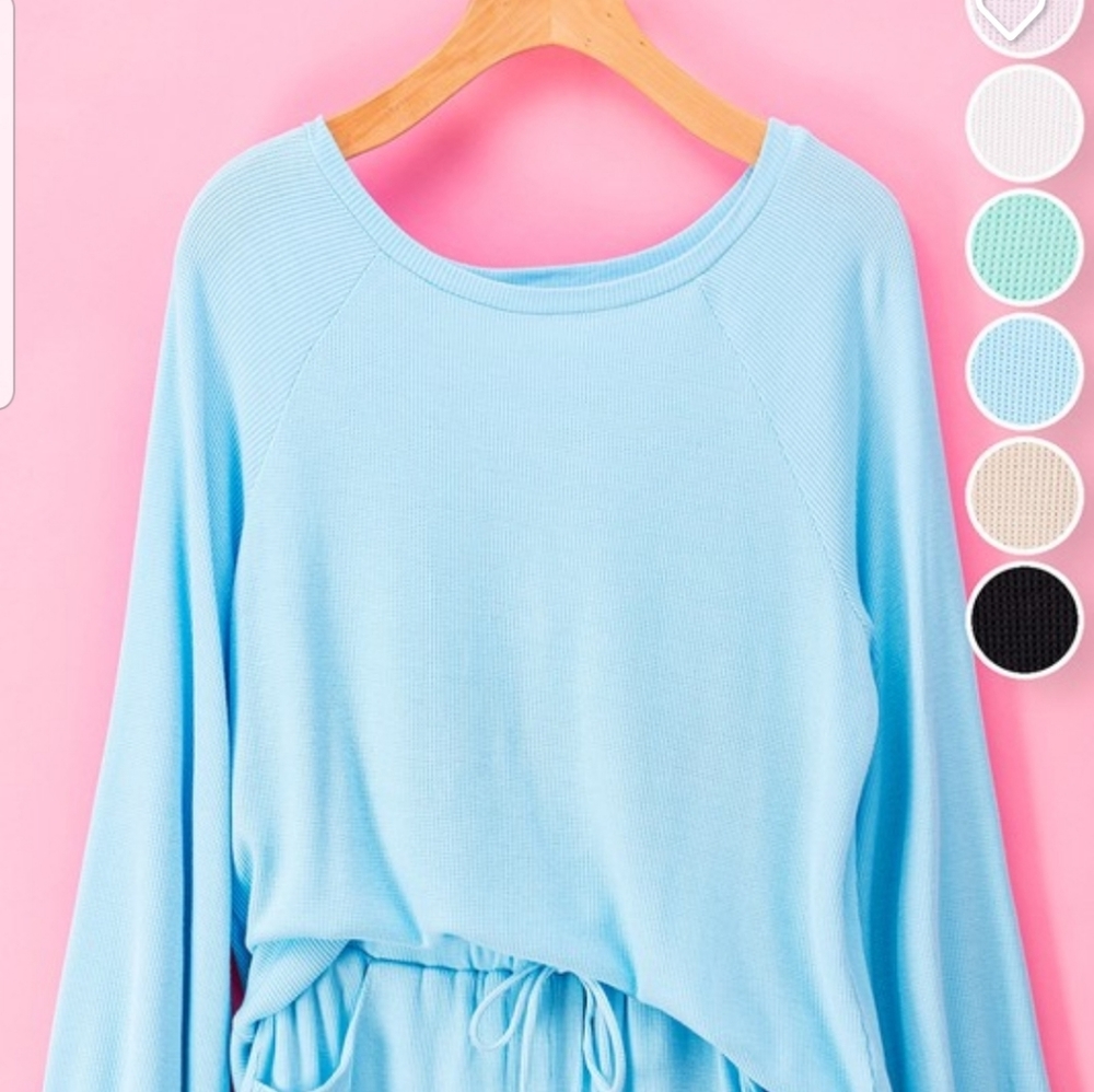 Waffle knit terry set